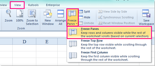 freeze row excel for mac