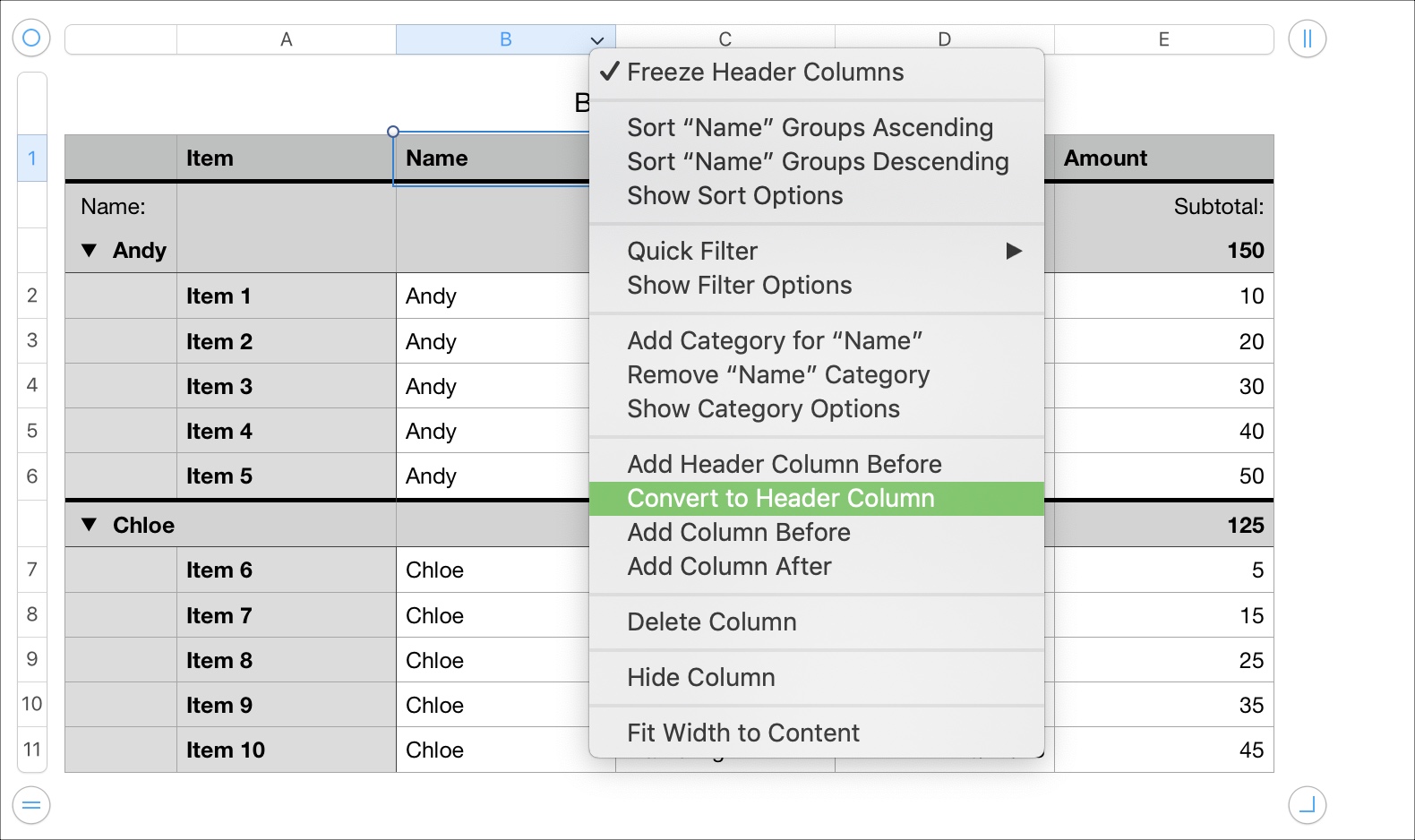 freeze row excel for mac